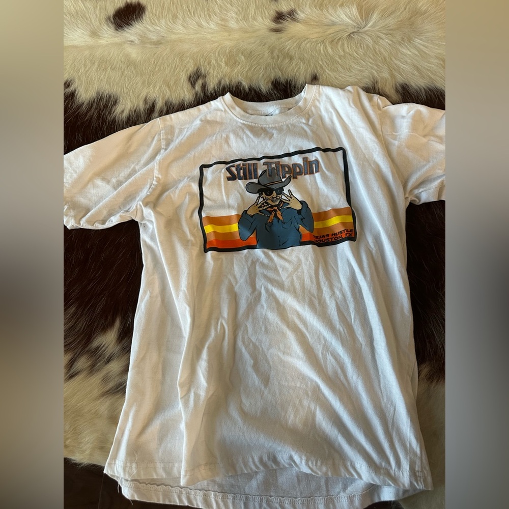 White Graphic Tee with Retro Design